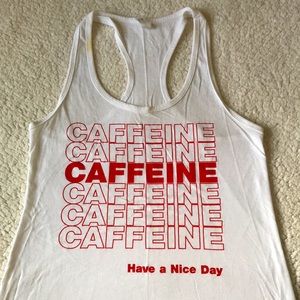 Retro shopping bag tank racer back caffeine